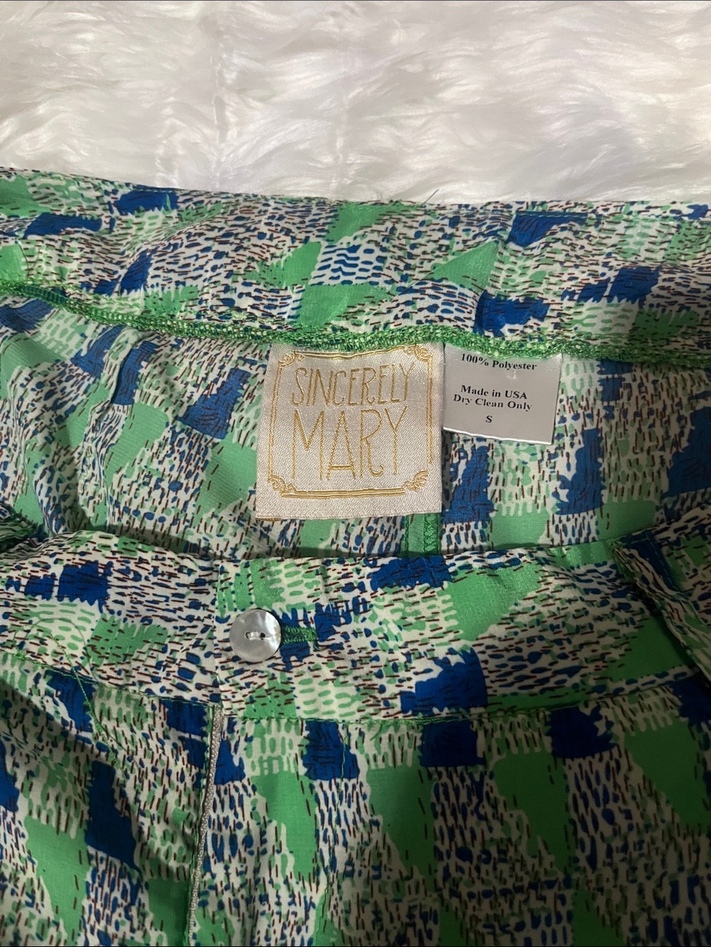 Sincerely Mary Green & Blue Printed Blouse